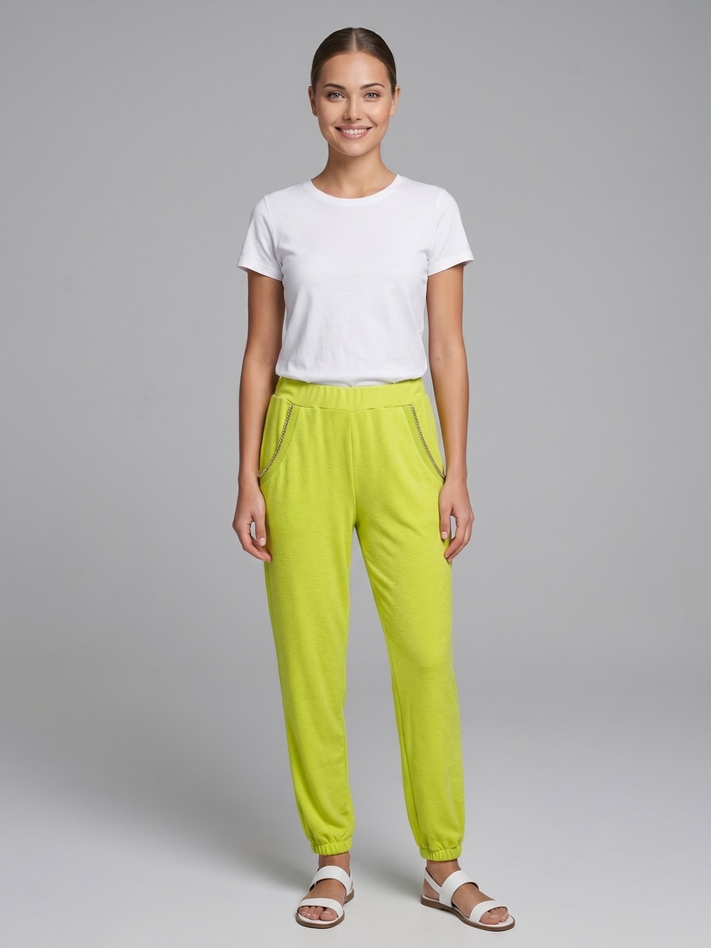 🌻NEW w/tags Pinko T60 Lime Green Anticlea Velvet Joggers Size XS